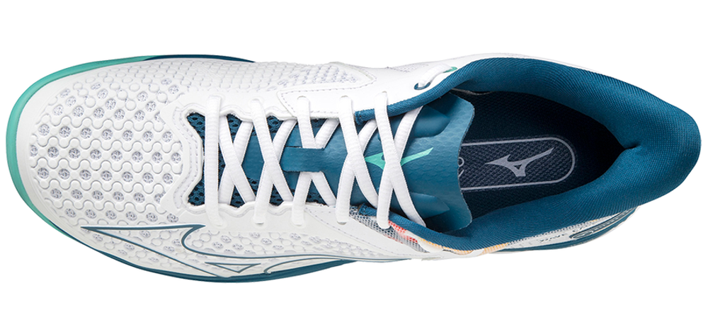 Мужские кроссовки теннисные Mizuno Wave Exceed Tour 5 AC - white/moroccan blue/turquoise