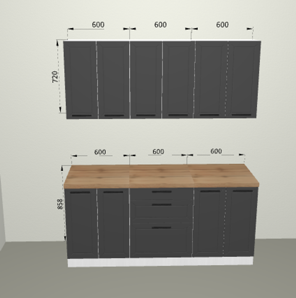 Модульная кухня "Монс" 1800 Графит