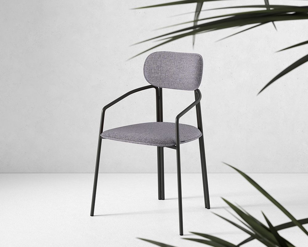 Стул Ror, Round, рогожка, черный/серый