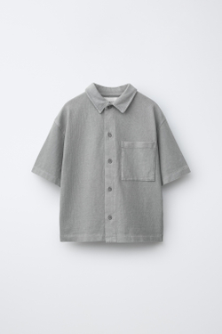 ZARA КОМПЛЕКТ ИЗ РУБАШКИ И ШОРТОВ-БЕРМУДОВ, СВЕТЛО-СЕРЫЙ