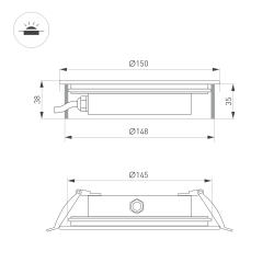 Светильник ART-GROUND-SLIM-R160-15W Warm3000 (SL, 30 deg, 24V) (Arlight, IP67 Металл, 3 года) 038167