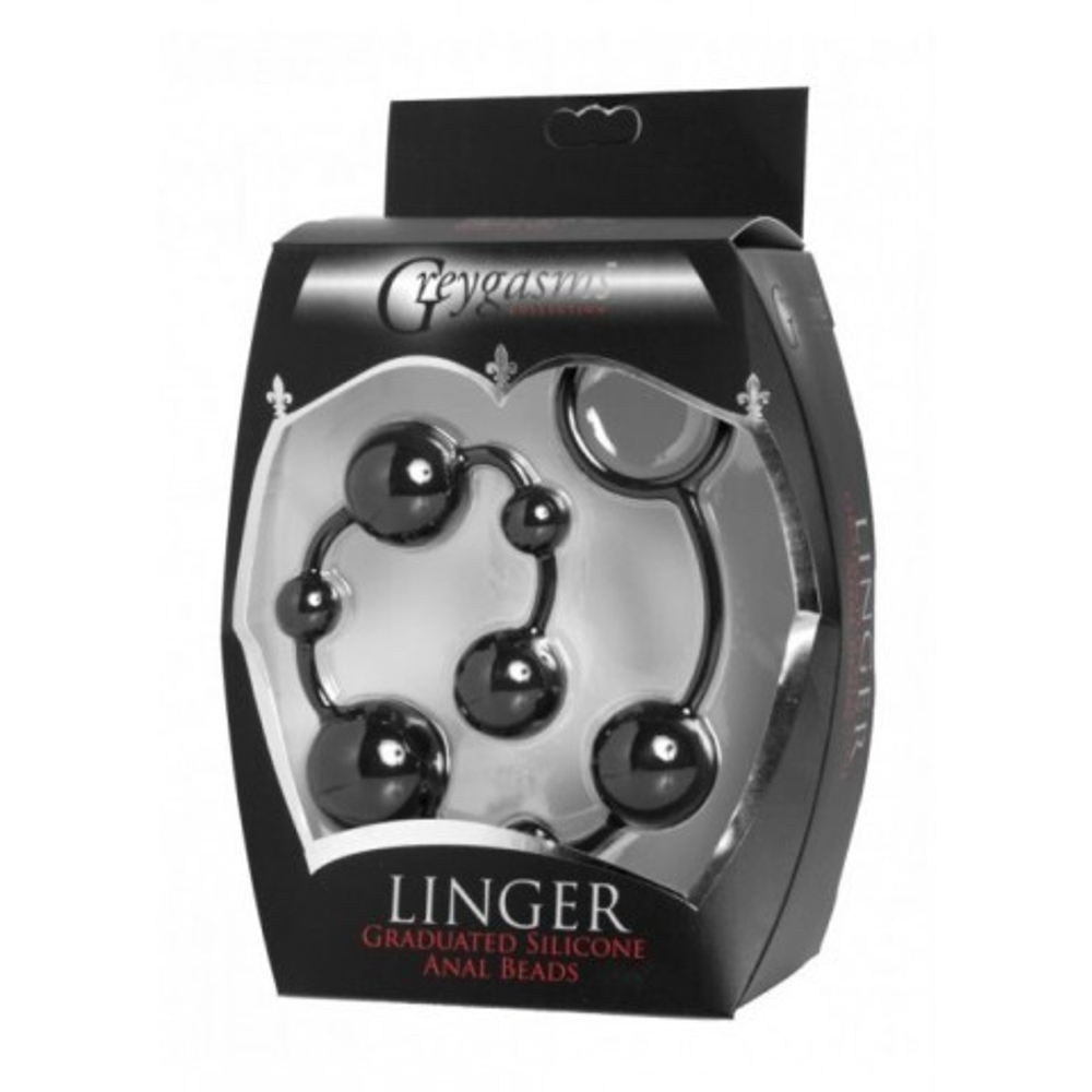 Анальные шарики Linger Graduated Anal Beads GreyGasms, черный, 35 см