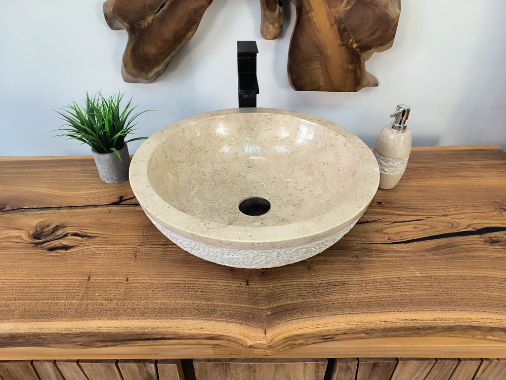Раковина из мрамора Bowl Cream Dotted BM-65732 45х45х15 из натурального камня