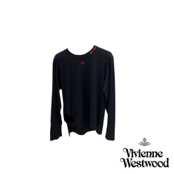 VIVIENNE WESTWOOD RED LABEL ЛОНГСЛИВ ЧЕРНЫЙ С ВЫШИВКОЙ В ВИДЕ ЛОГОТИПА БРЕНДА