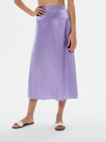 Юбка весенняя, атласная, лавандовая, шелковая на резинке
