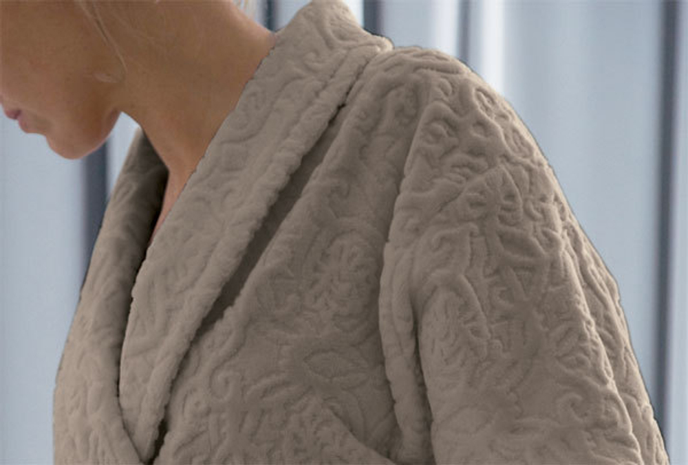 Халат махровый Blanc des Vosges Princess бежевый Франция фрагмент