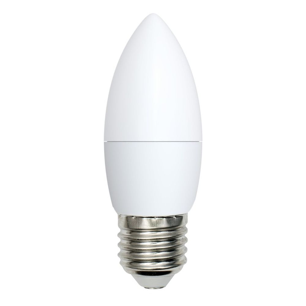 LED-C37-9W-WW-E27-FR-NR Лампа светодиодная. Форма свеча. матовая. Серия Norma. Теплый белый свет 3000K. Картон. ТМ Volpe