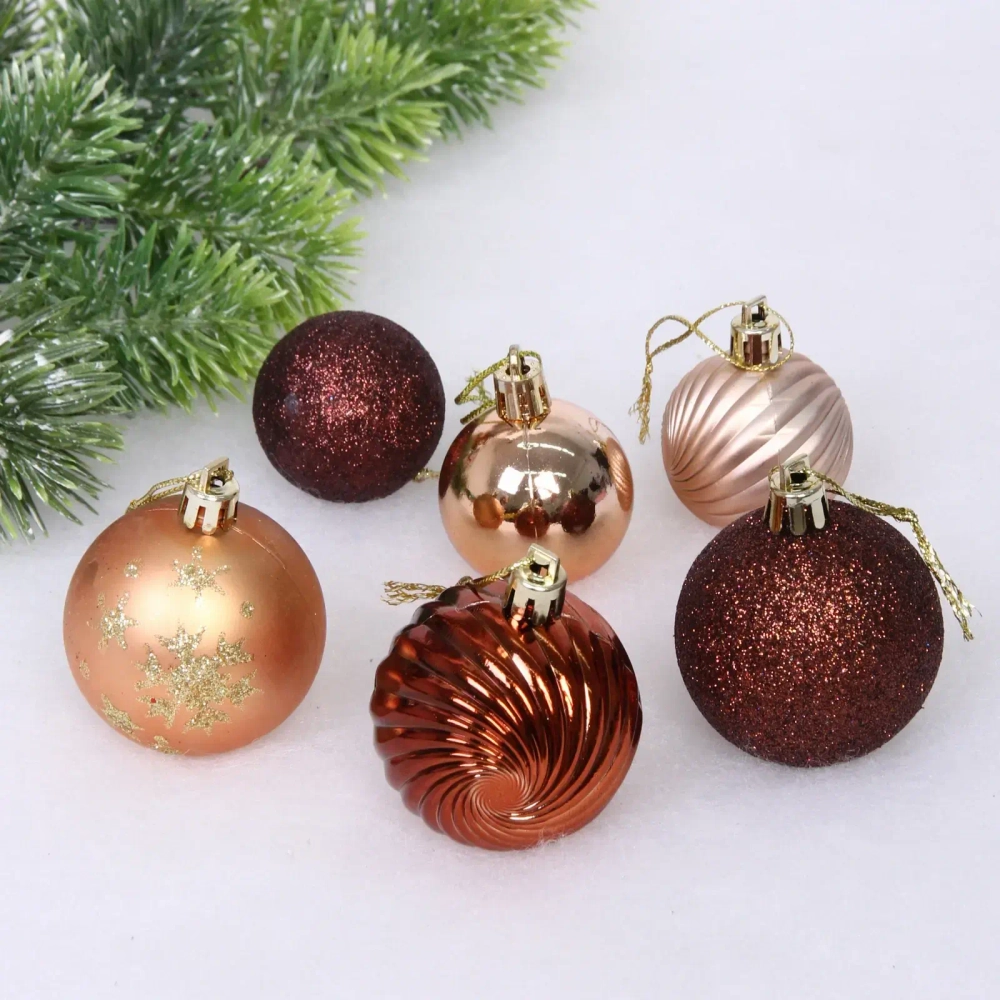 Набор шаров «Christmas» 5 см + 4 см (24 предметов), Шоколад/Шампань