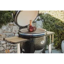 Керамический угольный гриль Monolith Two.55, 43 см, с ножками и столиками, чёрный