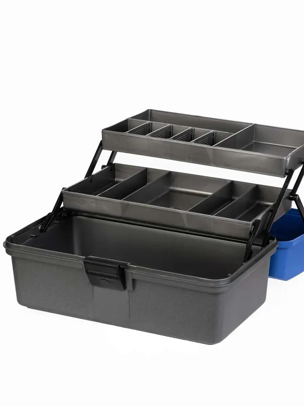 Ящик рыболовный для хранения снастей двухполочный синий