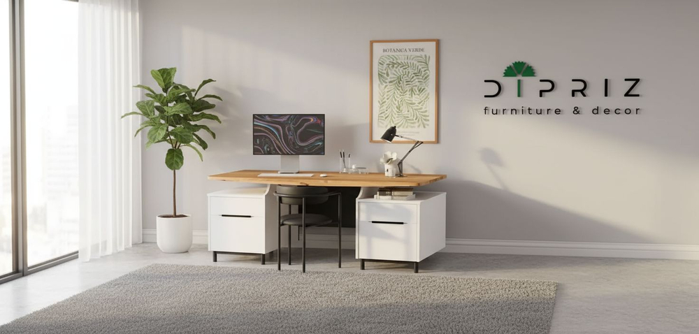 Стол компьютерный185х75х75, Ochensol, письменный, парящая столешница из массива сосны, белый, Dipriz