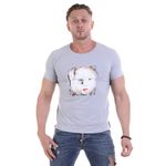 Мужская футболка с круглым вырезом серая с принтом Sesmik O007