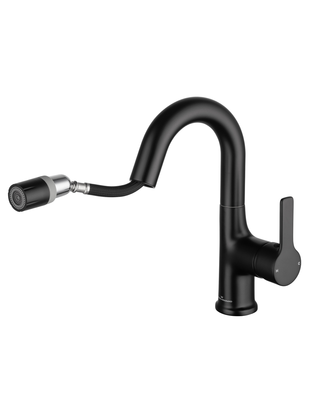 Смеситель для раковины с выдвижным изливом WONZON & WOGHAND, Черный матовый (WW-FE01L212-MB)