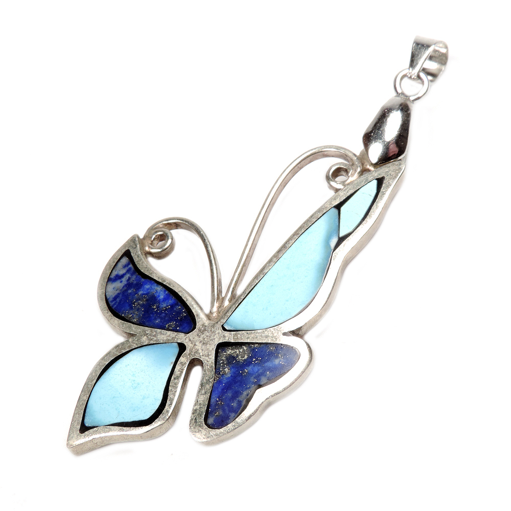 Кулон "Бабочка" лазурит, бирюза