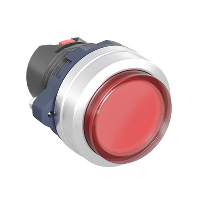 Головка кнопки выпуклая прозрачная с фиксацией, красная, алюминий