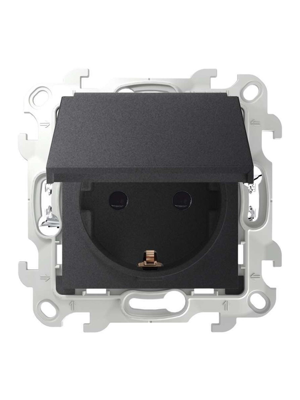 Розетка 1-м СП Simon 24 16А IP44 2P+E Push&Go механизм графит Simon 2420448-038