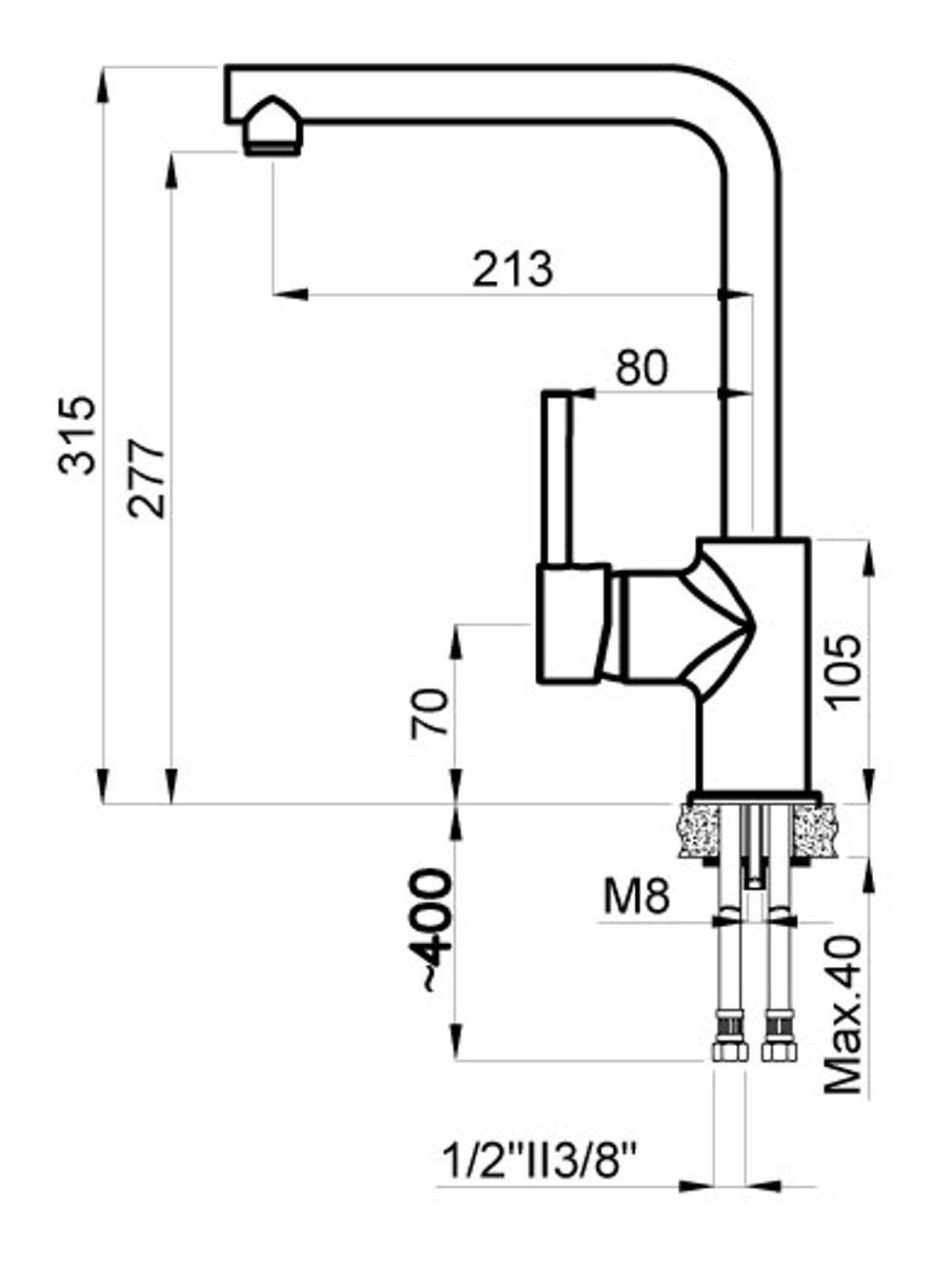 Смеситель для кухни AZARIO EVANS поворотный излив, керамический картридж, хром (AZ-15294441)