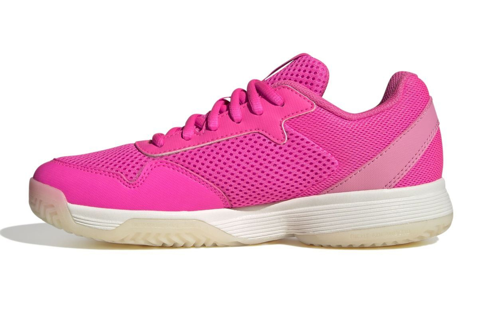 Детские Кроссовки теннисные Adidas Courtflash Tennis K - ярко-розовый/серебристый металлик/нежно-розовый