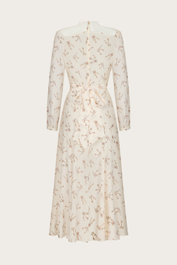 ПЛАТЬЕ ИЗ МОЛОЧНОГО ШЕЛКА С ДЕКОРАТИВНОЙ МАНИШКОЙ