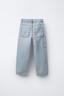 ZARA ДЖИНСЫ КАРГО С РАЗРЕЗАМИ, ГОЛУБОЙ