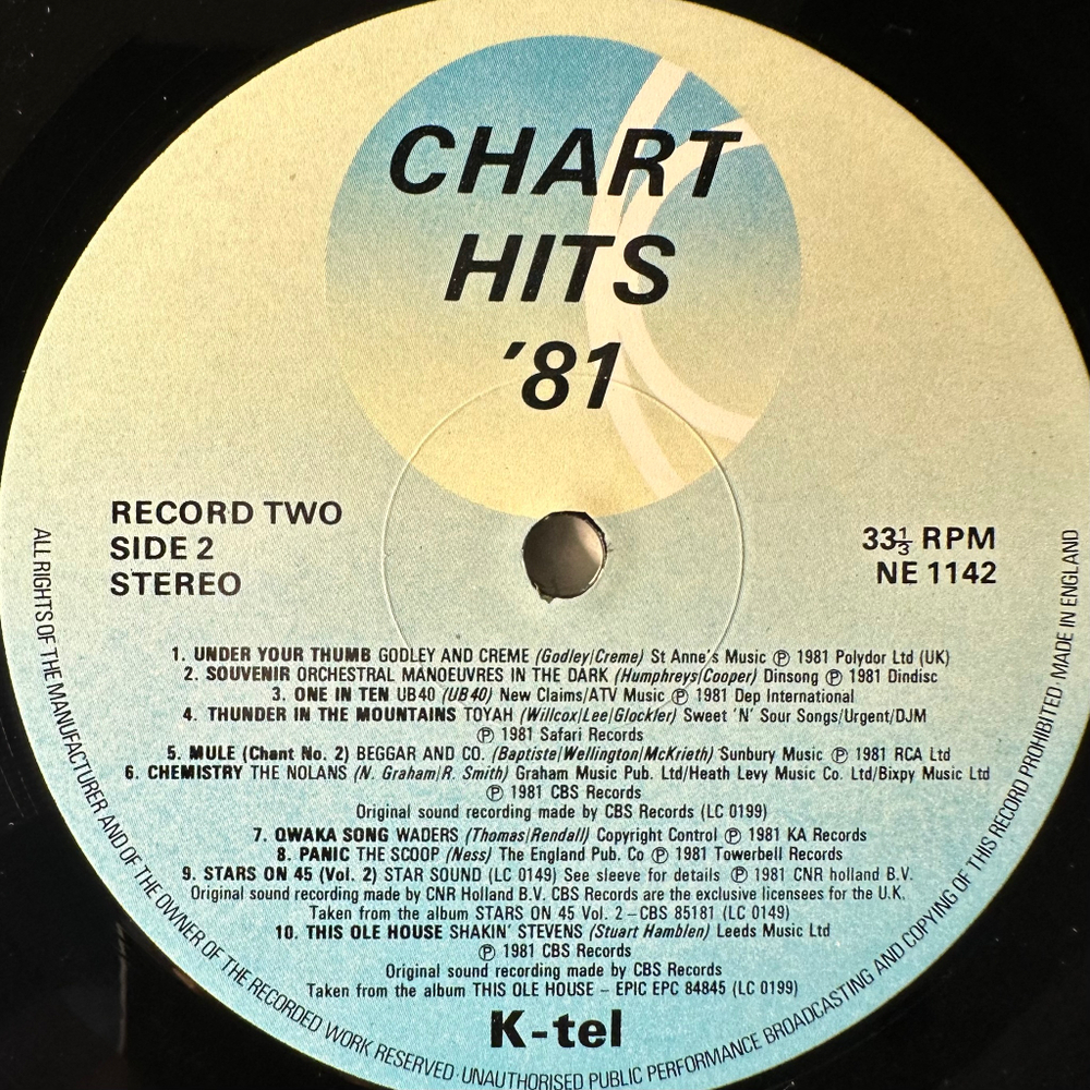 Сборник Chart Hits 81 Volume 1 (Англия 1981г.)