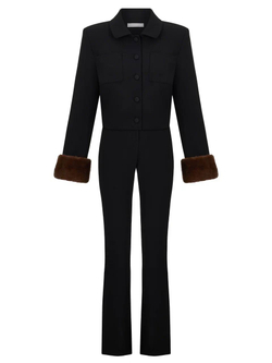 Жакет Love26 с норкой, черный