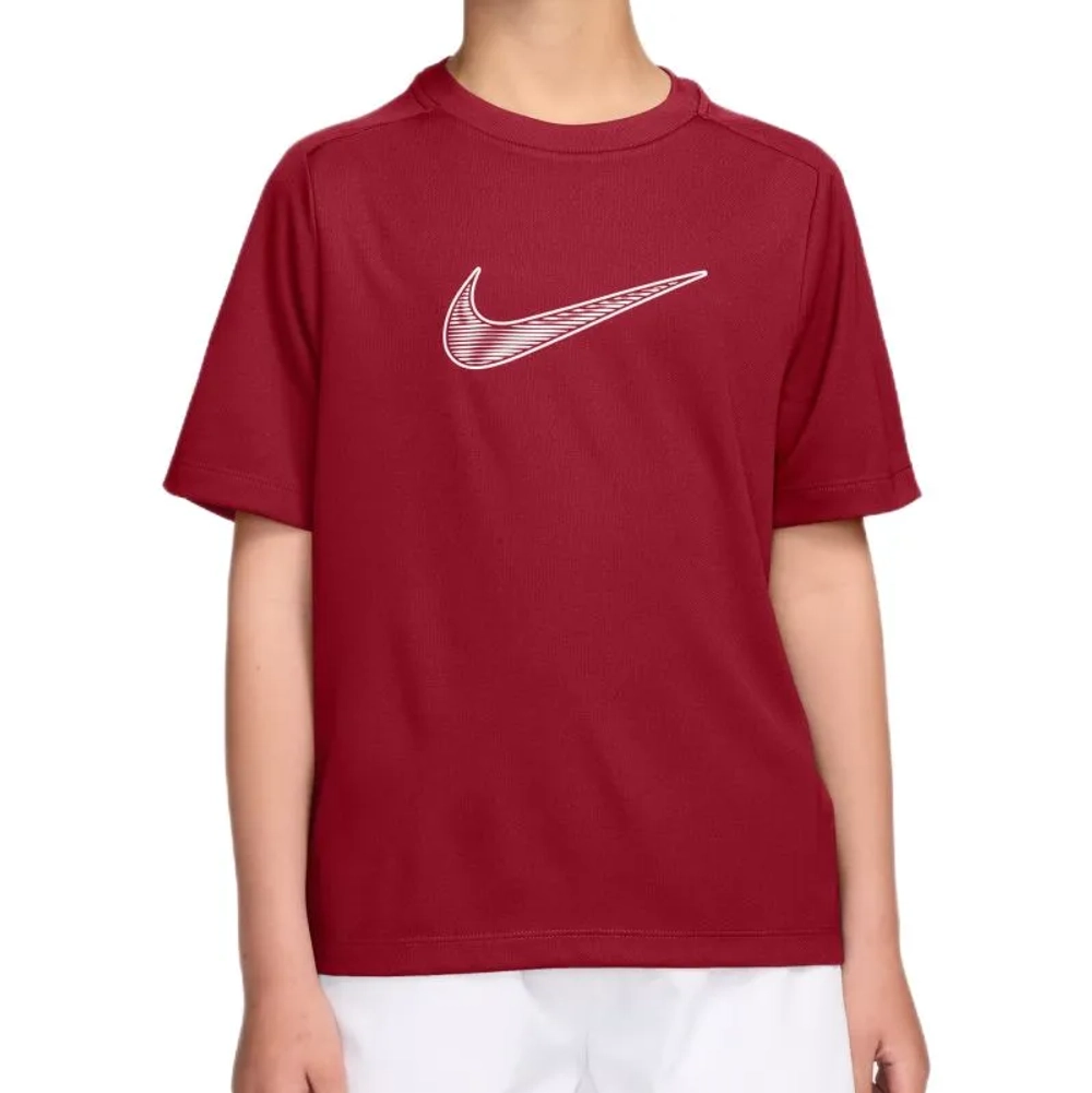 Футболка для мальчика теннисная Nike Boys Dri-Fit Multi Short Sleeve - tough red/white
