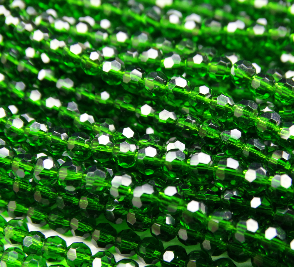 БШ022НН3 Хрустальные бусины "32 грани", цвет: темно-зеленый прозрачный, 3 мм, кол-во: 95-100 шт.