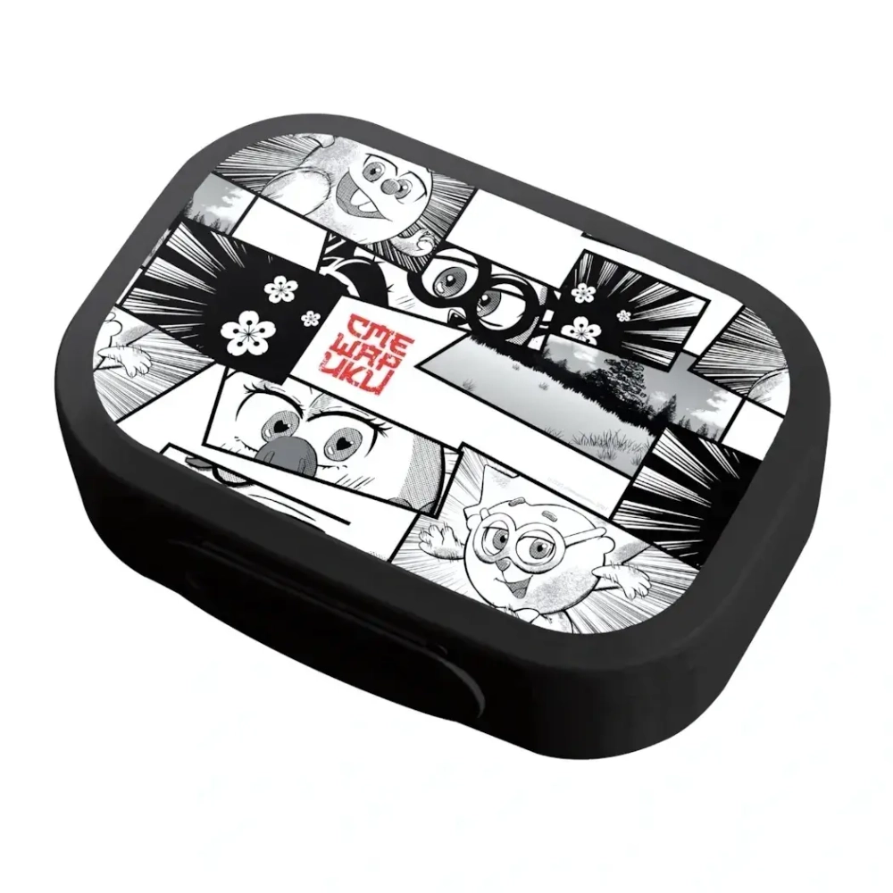 Ланч-бокс пластиковый с декором 18*13*5см 0,98л (черный)