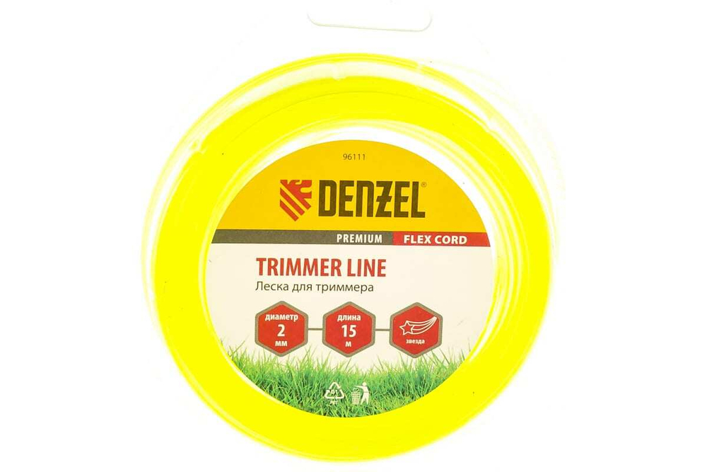 Леска для триммера звезда 2 мм х 15 м блистер FLEX CORD DENZEL 96111