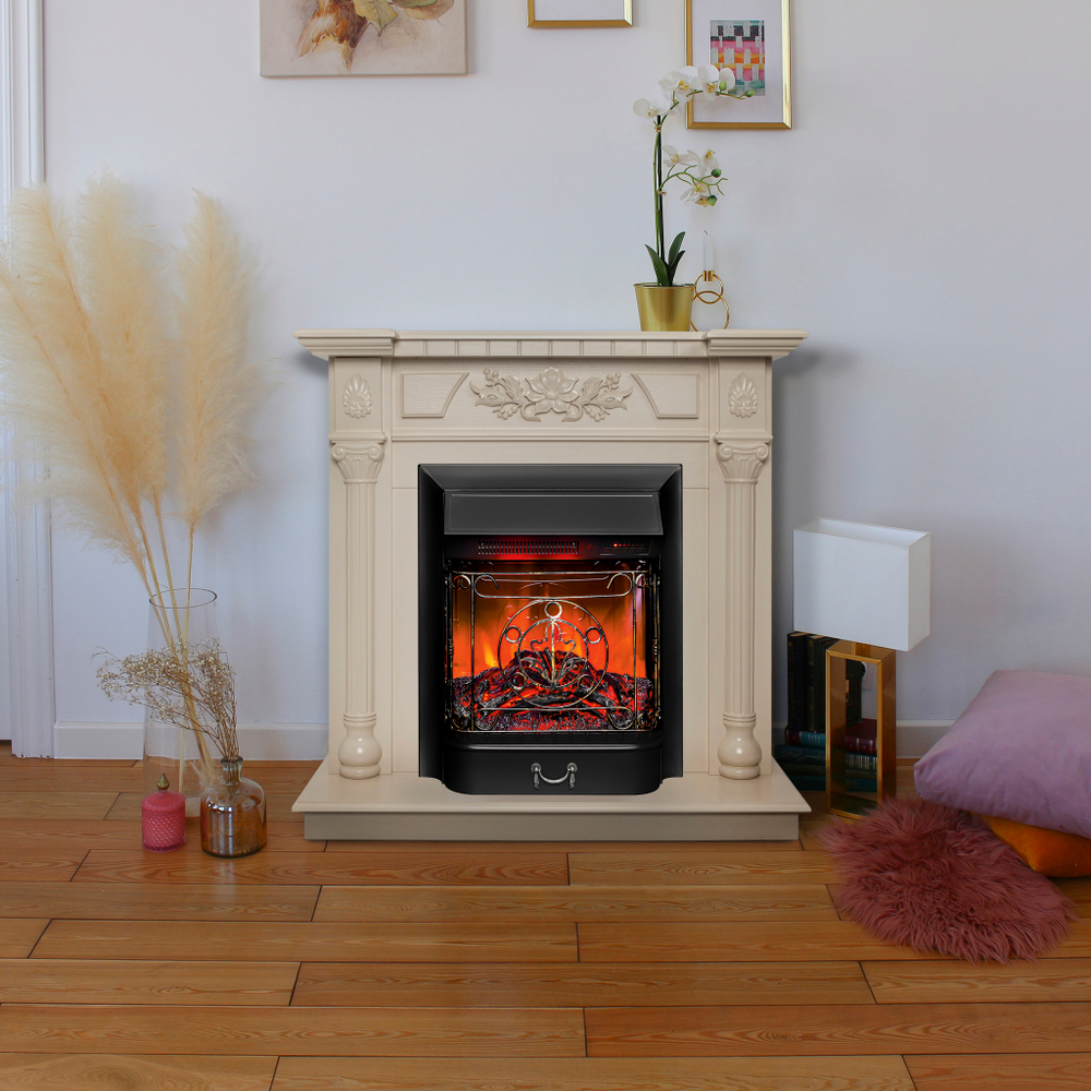 Каминокомплект Real Flame Dacota WT с очагом Majestic Lux Black RC