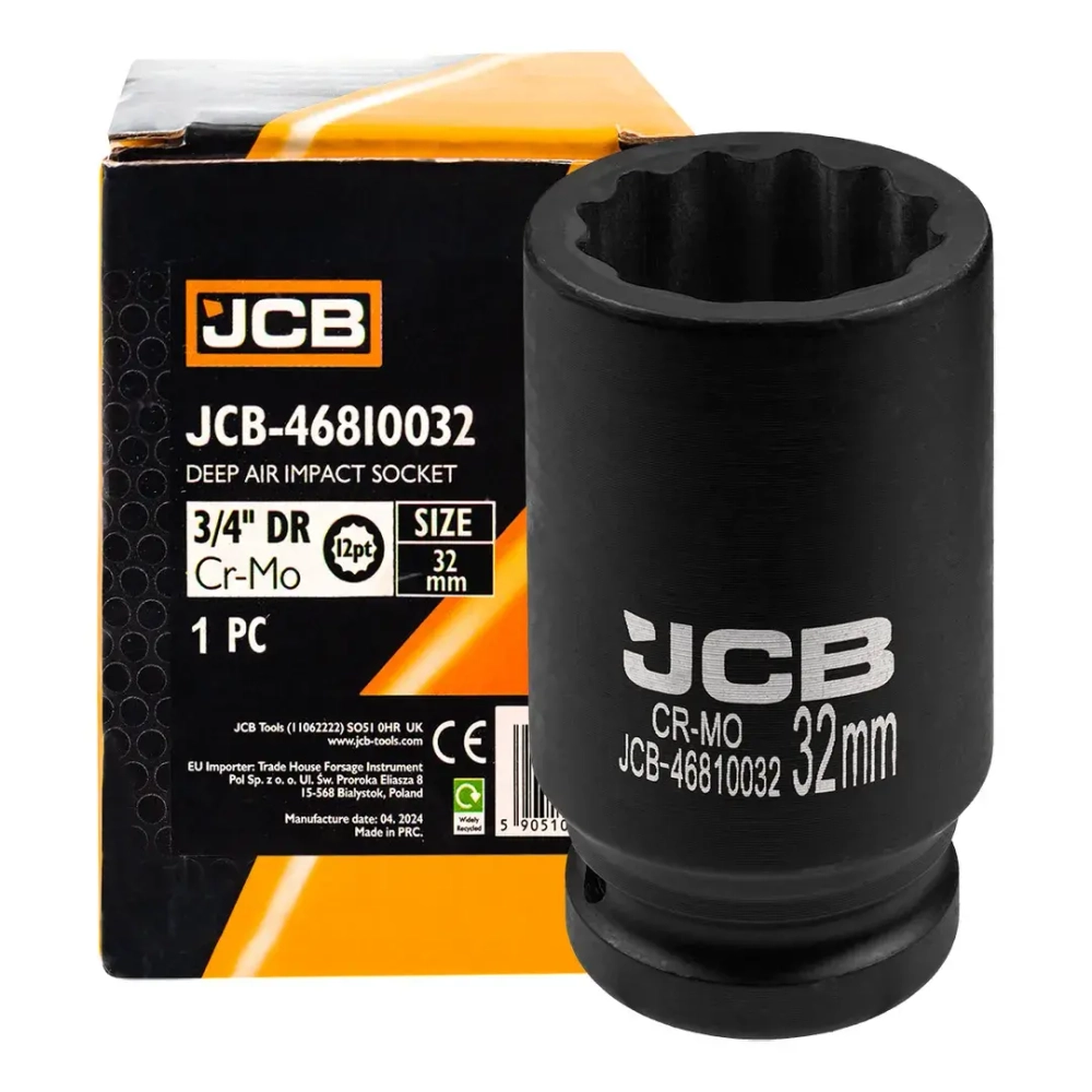 Головка ударная глубокая 32мм (12гр.), 3/4'' JCB JCB-46810032