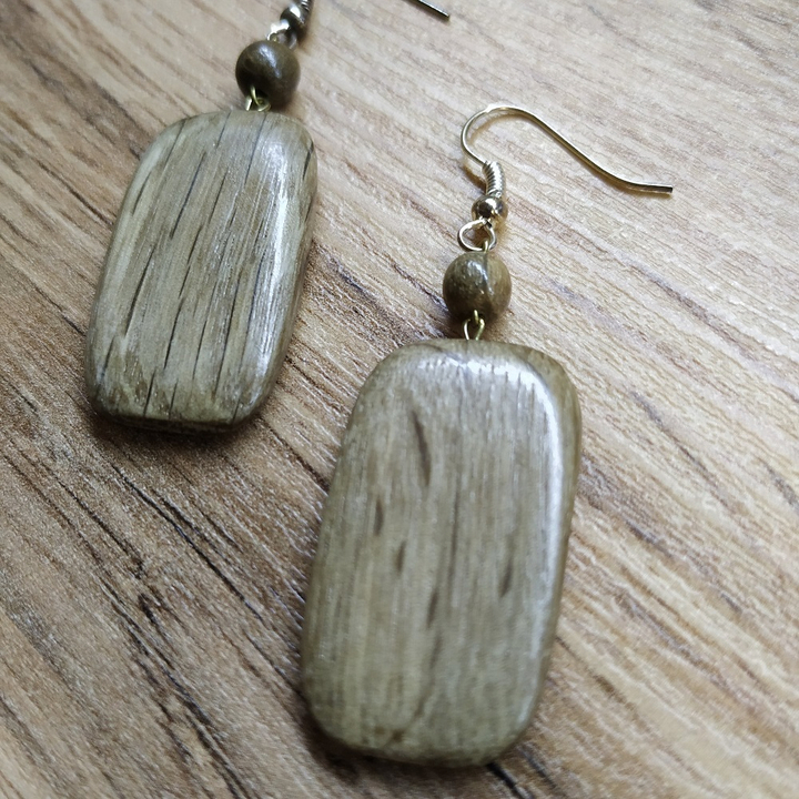 Серьги Бригантина, дерево, цвет серо-коричневый, 18x38 мм 313207