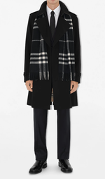 Тренч Burberry Kensington средней длины черный хлопковый — оригинал из Великобритании