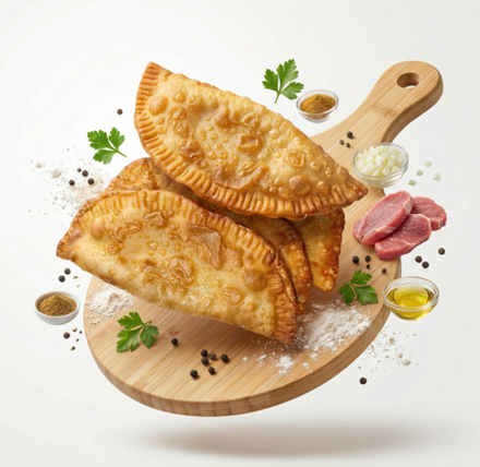 Жареный чебурек со свининой