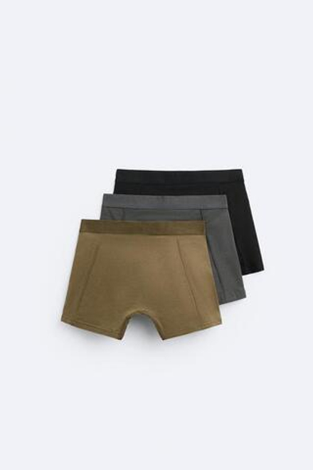 ZARA НАБОР ИЗ ТРЕХ ТРУСОВ-БОКСЕРОВ С НАДПИСЬЮ, РАЗНОЦВЕТНЫЙ