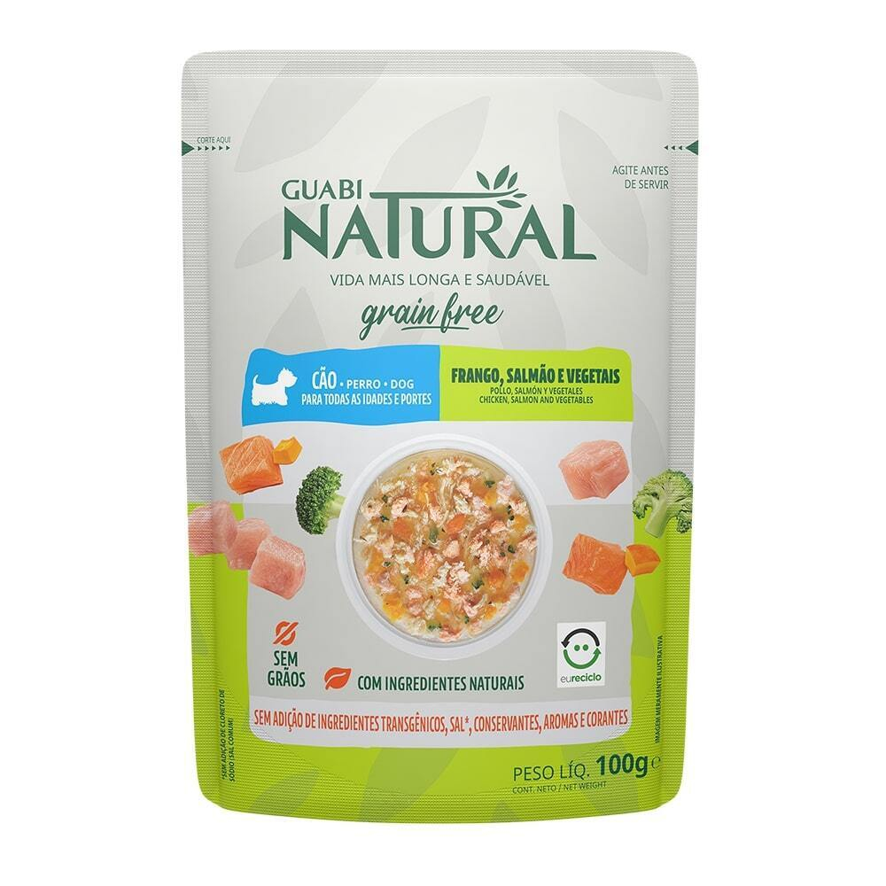 Guabi Natural Dog Grain Free консервы для собак с курицей, лососем и овощами 100г (пакетик) (Бразилия)