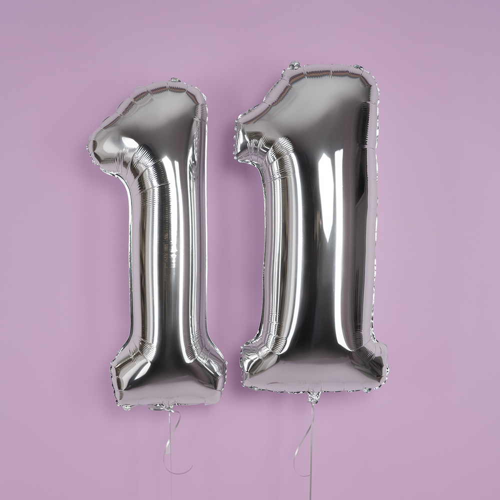 Цифра 1 серебро в упаковке 40" Fm