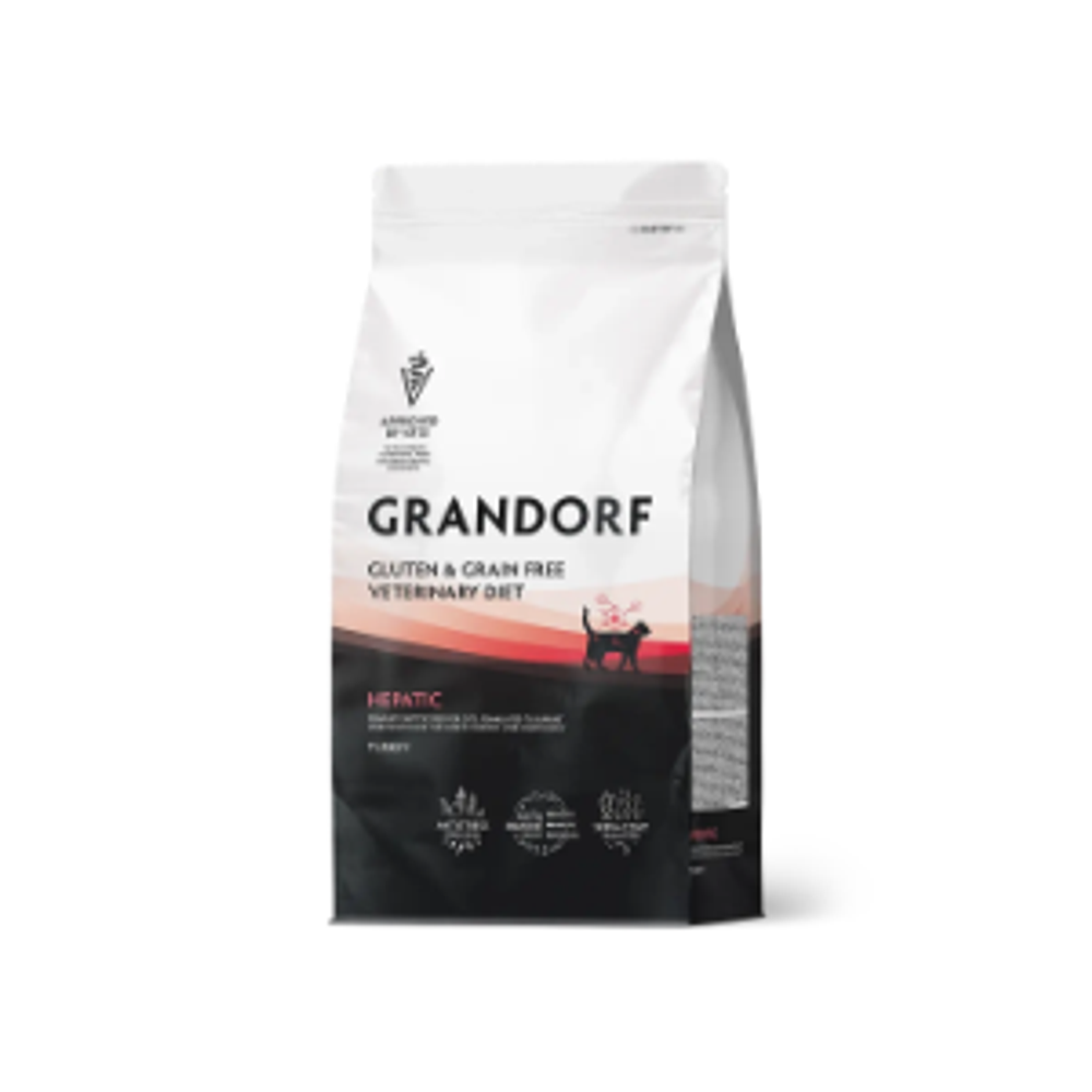 Сухой корм GRANDORF VETERINARY DIET Cat HEPATIC, Полнорационный диетический корм для кошек, для поддержания функции печени при ХПН индейка 0,4кг