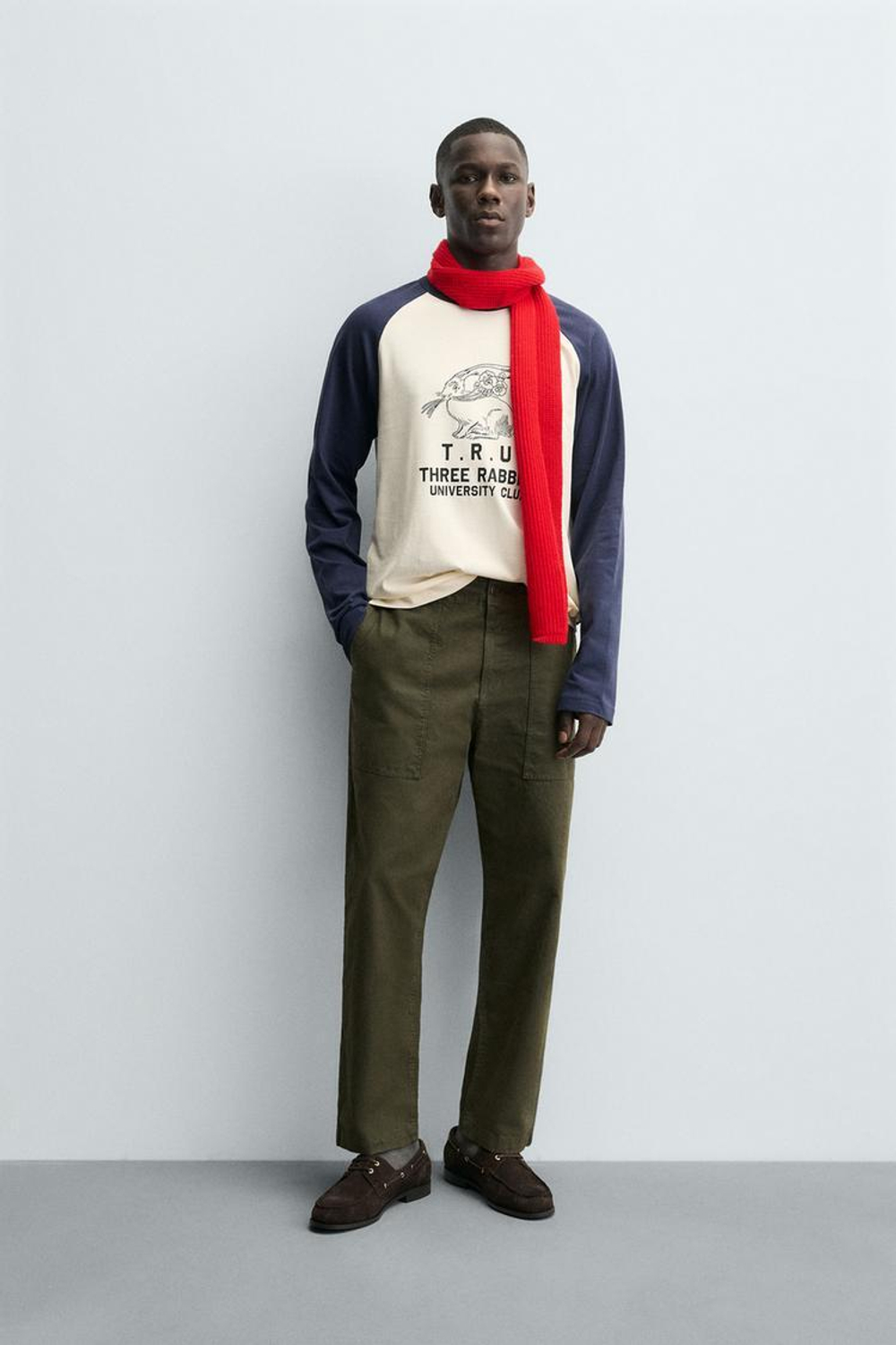 ZARA ФУТБОЛКА КОЛОР-БЛОК С КРОЛИКОМ, ЖЕЛТОВАТО-БЕЛЫЙ