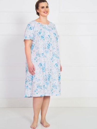 Свободная домашняя сорочка с крупным цветочным рисунком (Размер: XL) (Цвет: розовый)