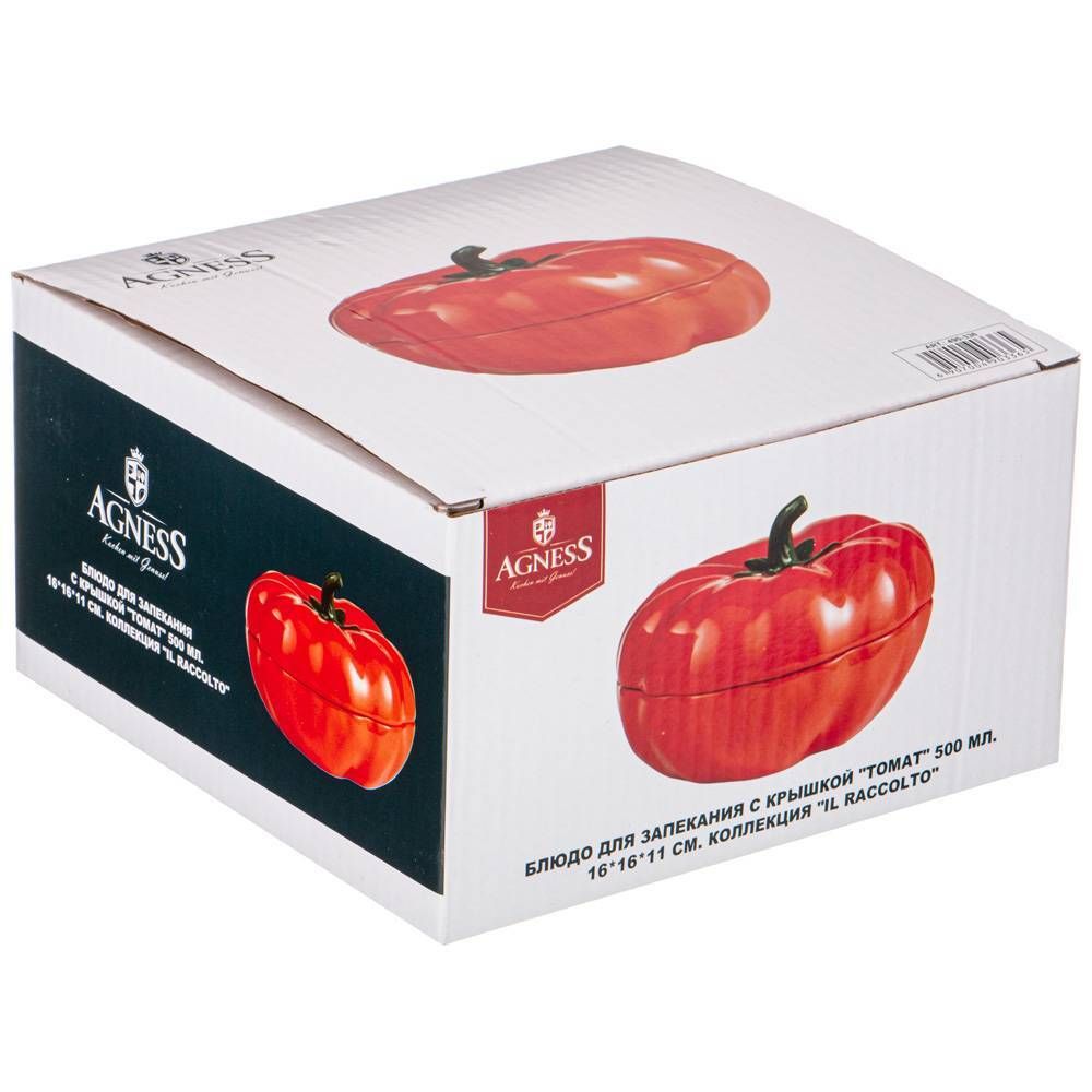 БЛЮДО ДЛЯ ЗАПЕКАНИЯ С КРЫШКОЙ "ТОМАТ" 500 МЛ. 16*16*11 СМ. КОЛЛЕКЦИЯ "IL RACCOLTO" (КОР=18ШТ.)