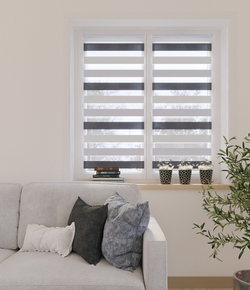 Рулонные шторы День-Ночь Серо-белый