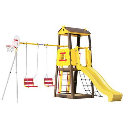 Детский спортивный комплекс для дачи ROMANA Избушка NEW (с цепными качелями)