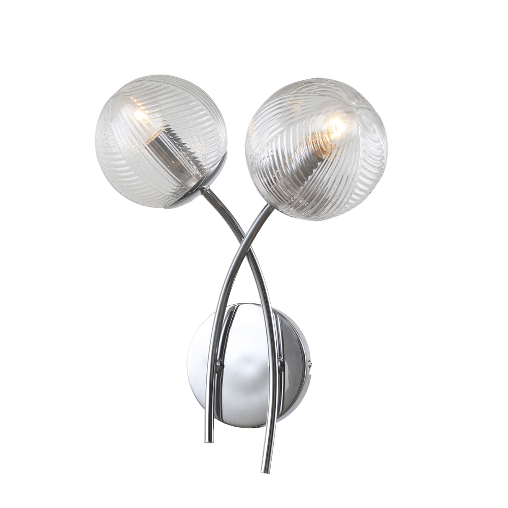 Настенный светильник 2x40Вт Е14, металл/стекло, хром, плафон прозрачный