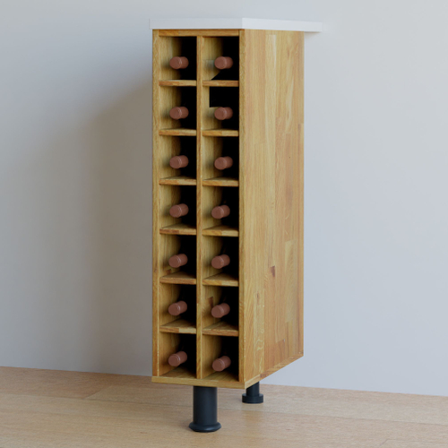 Кухонный напольный модуль для бутылок 20х60х85 Валенсия из массива дуба со столешницей, винный шкаф на ножках