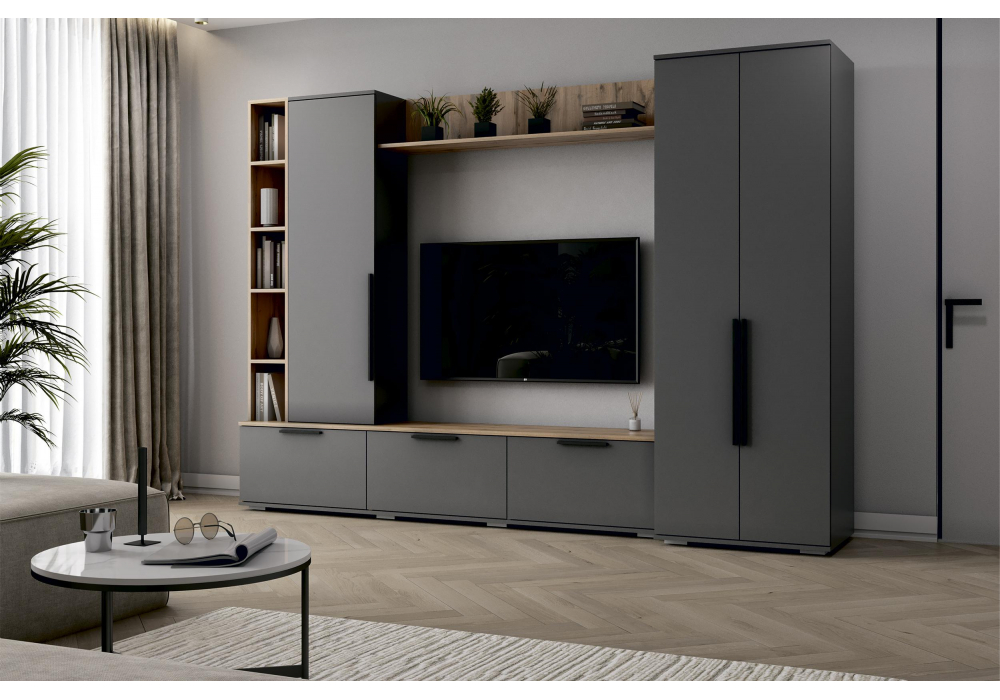 ТВ-тумба Woodville Филеста графит, дуб вотан