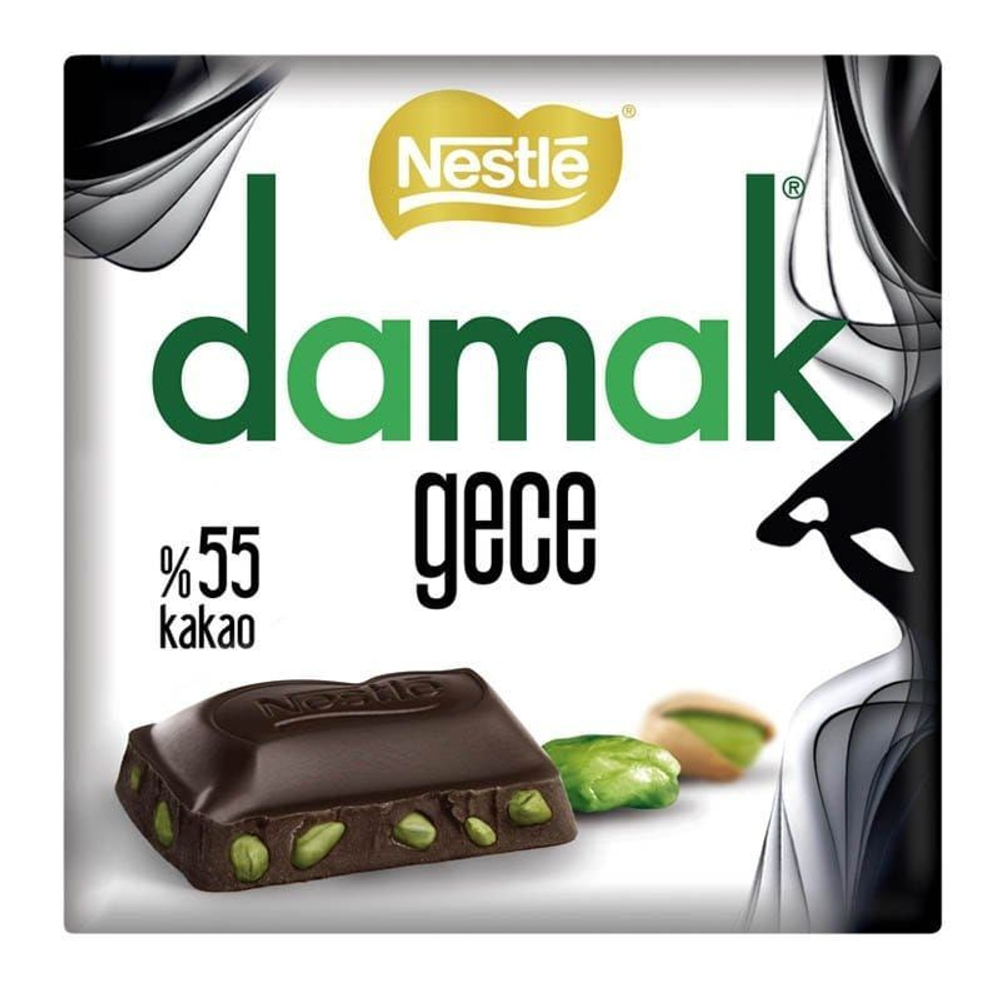 Шоколад темный Ночь c фисташкой, DAMAK, Gece fistikli cikolata,60 гр