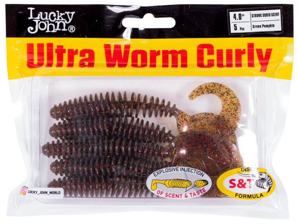 Твистеры съедоб. искусст. LJ Pro Series ULTRAWORM CURLY 4,0in (10.16)/PA03 5шт.