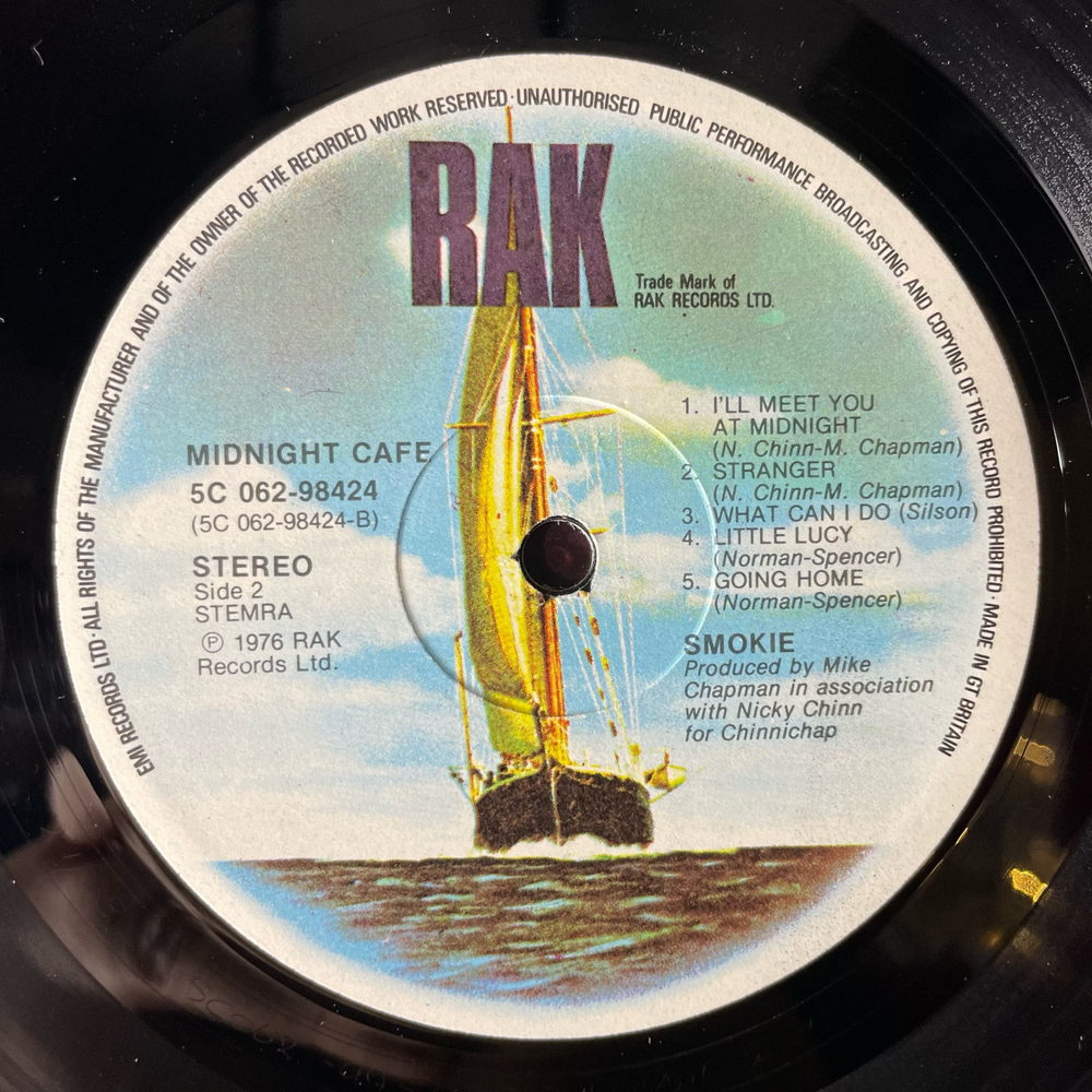 Винтажная виниловая пластинка LP Smokie, Smokey, Смоуки, Midnight Caf (Англия 1976)